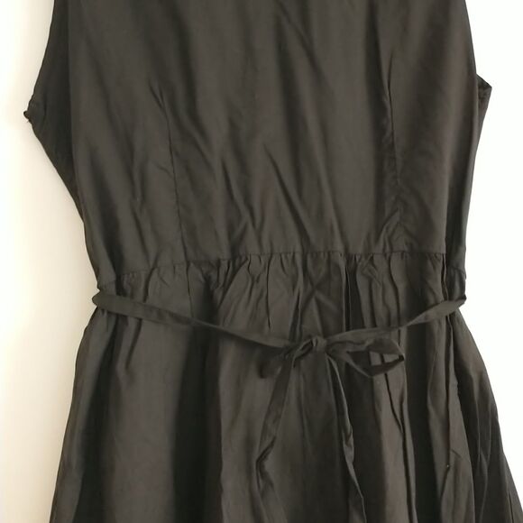 Stephanie Rogers Dress XL/M*Black Cotton Ruffle Elastic Waist Ties Buttons New - Picture 5 of 8